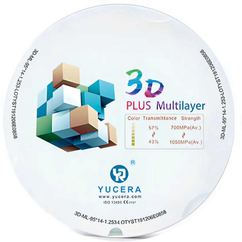 

Yucera 3D Pro MultiLayer Zirconia Bloak 6 Layers 95 mm ×22mm Discs High translucency cadcam machines materials