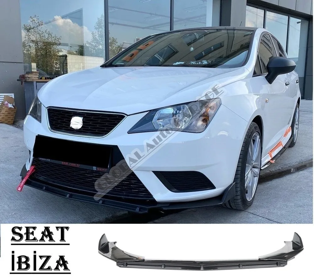 

For Seat Ibiza Front Bumper Attachment Lip 2008-2017 Piano Glossy Black Splitter Diffuser Universal Spoiler Bumper Mud Flaps