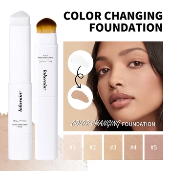 Lakerain Color Changing Foundation Stick Full Coverage Matte Finish Dual-Ended Brush &…