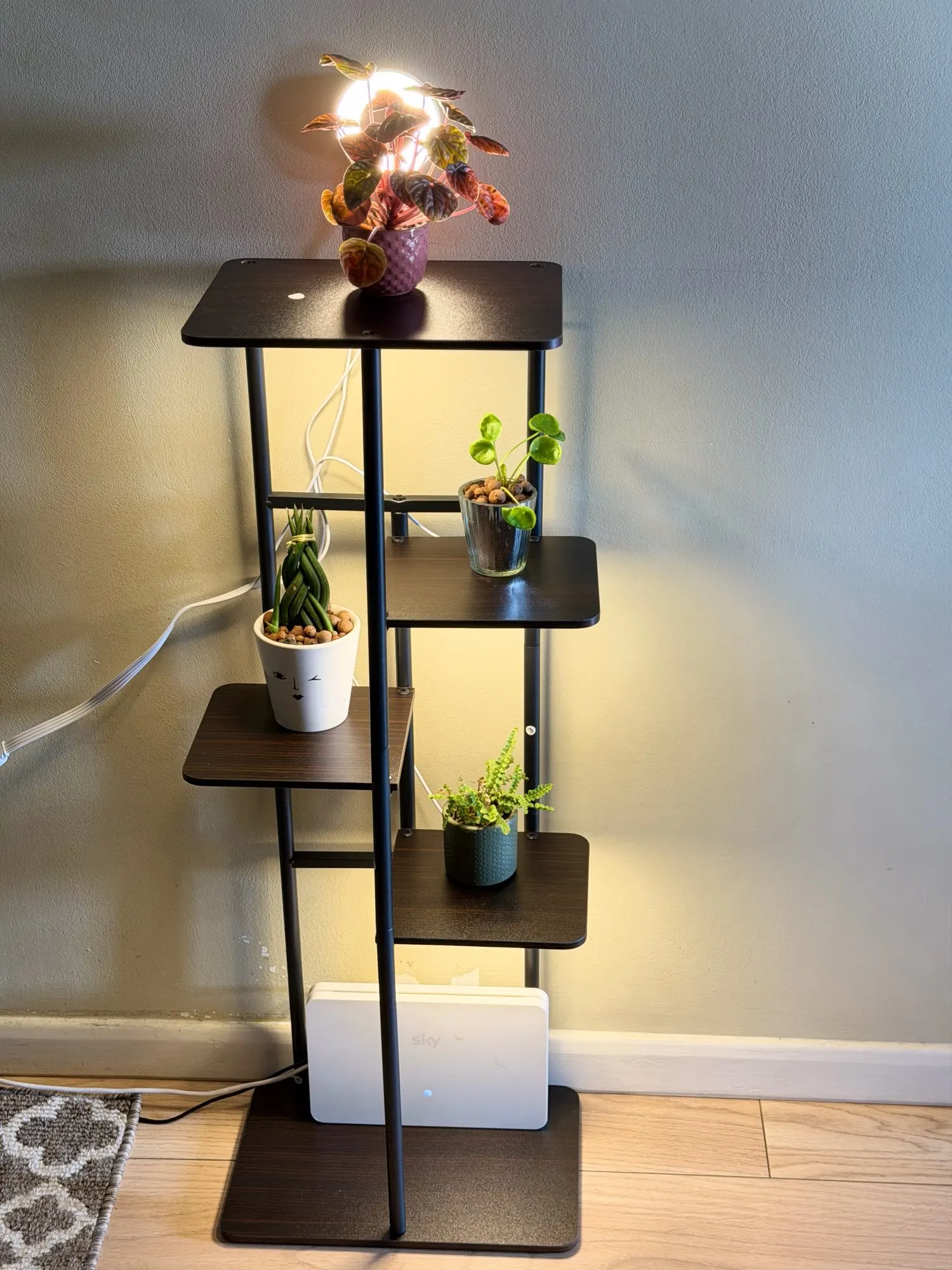 Plant Stand, Indoor Metal Flower Shelf With Wooden Reinforced Base, Anti Slip Corner Tall Flower Holders For Patio Living Room photo review