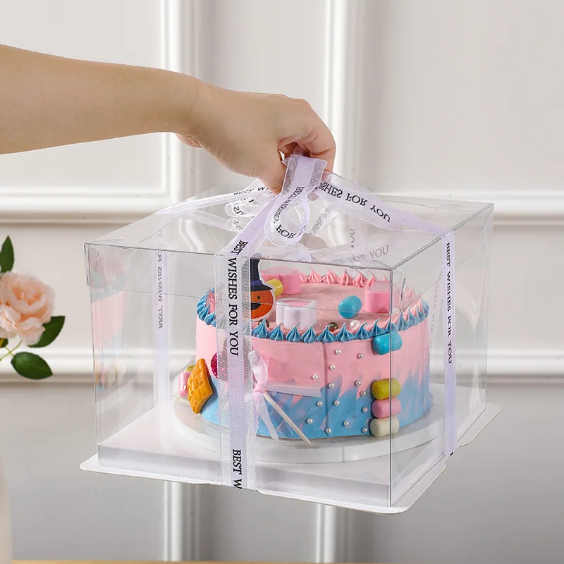 

1. 2-Pack Fully Transparent Cake Boxes, High-Clarity PET Material for 6-8 Inch Cakes, Food-Safe & Sturdy Bakery Containers with