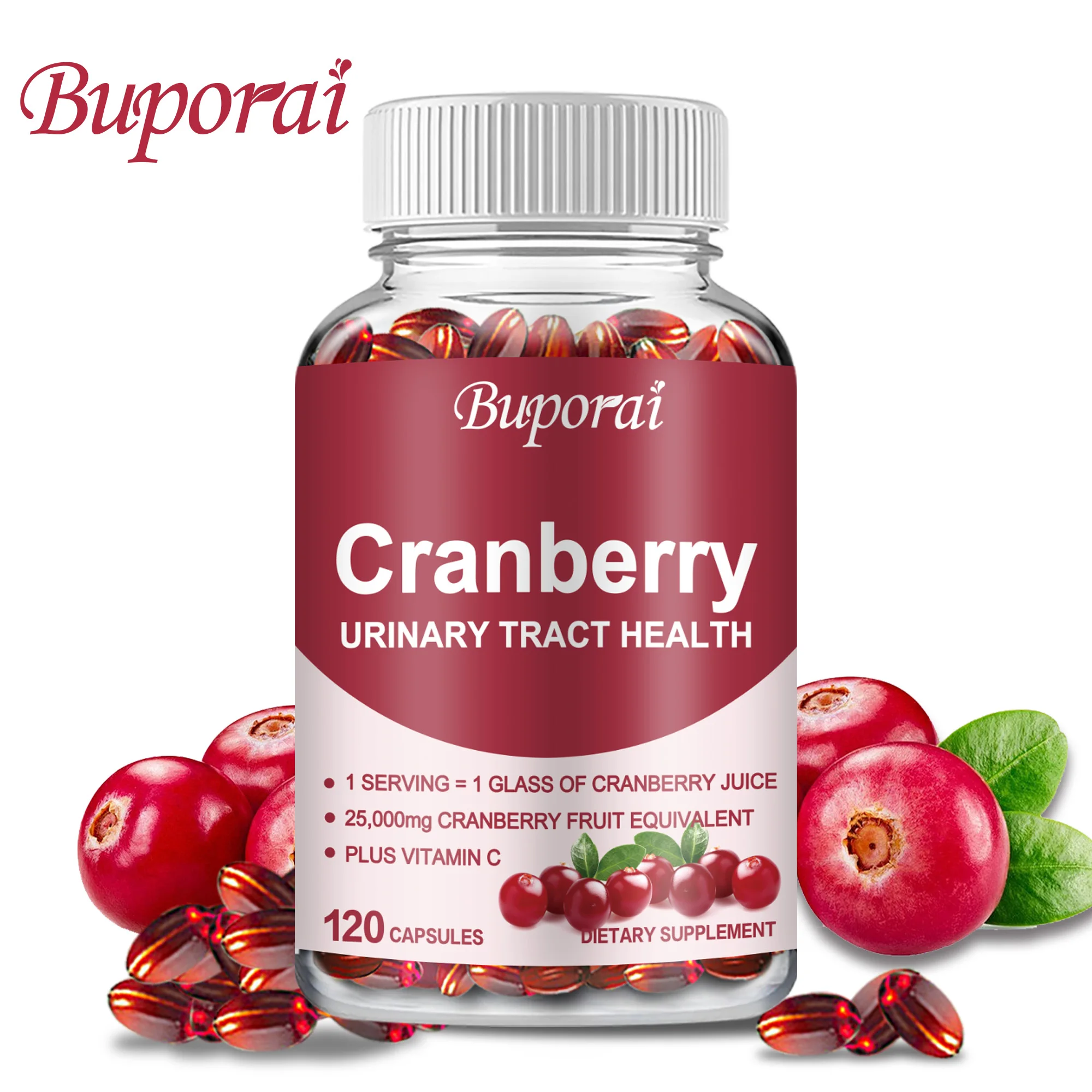 Cranberry Capsules - with Vitamin C - Supports Urinary & Immune Health, Bladder Control, Antioxidant - 120 Capsules