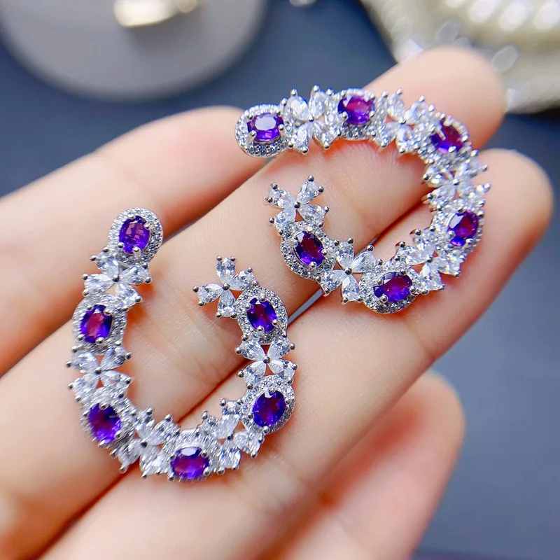 

Ювелирные изделия KJJEAXCMY, женские серьги-снежинки с чистым аметистом, инкрустированные серебром 925 пробы, подарок для подруги