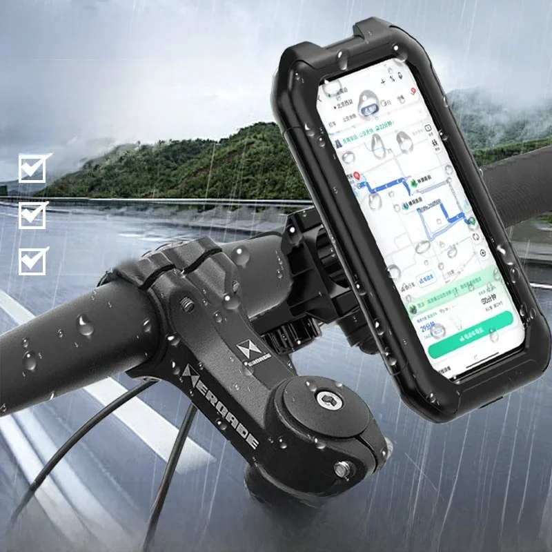 AliExpress NONE Waterproof Motorcycle Bicycle Phone Holder 360° Rotating Adjustable GPS Stand For iPhone Xiaomi Outdoor Riding Navigation Holder
