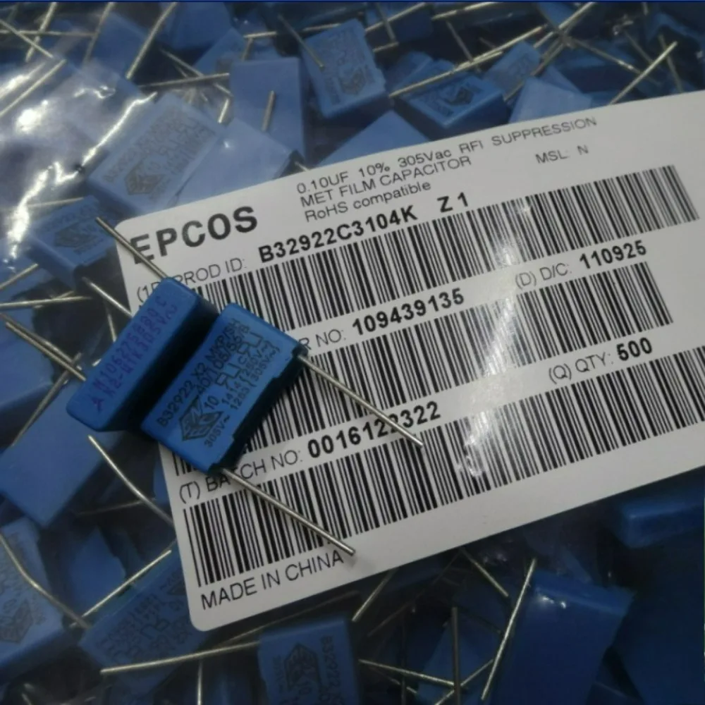 

10pcs/lot EPCOS 0.1uf 305vAC 100nf u1 104 K Brand New 15mm Film Capacitor B32922C3104K