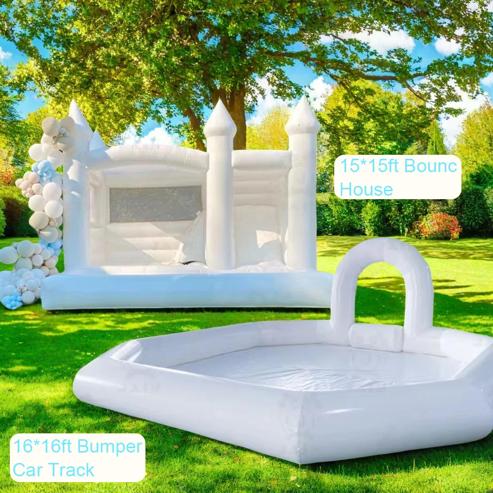 15ft opblaasbaar springkasteel en 16ft opblaasbare racebaan combo kinderen speeltuin voor feest verjaardag zakelijke verhuur