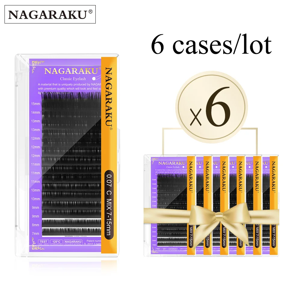 NAGARAKU All Size 6 Cases C D Curl Faux Mink Eyelashes Extension Individual Eyelashes Artificial Fake False Eyelashes Make up