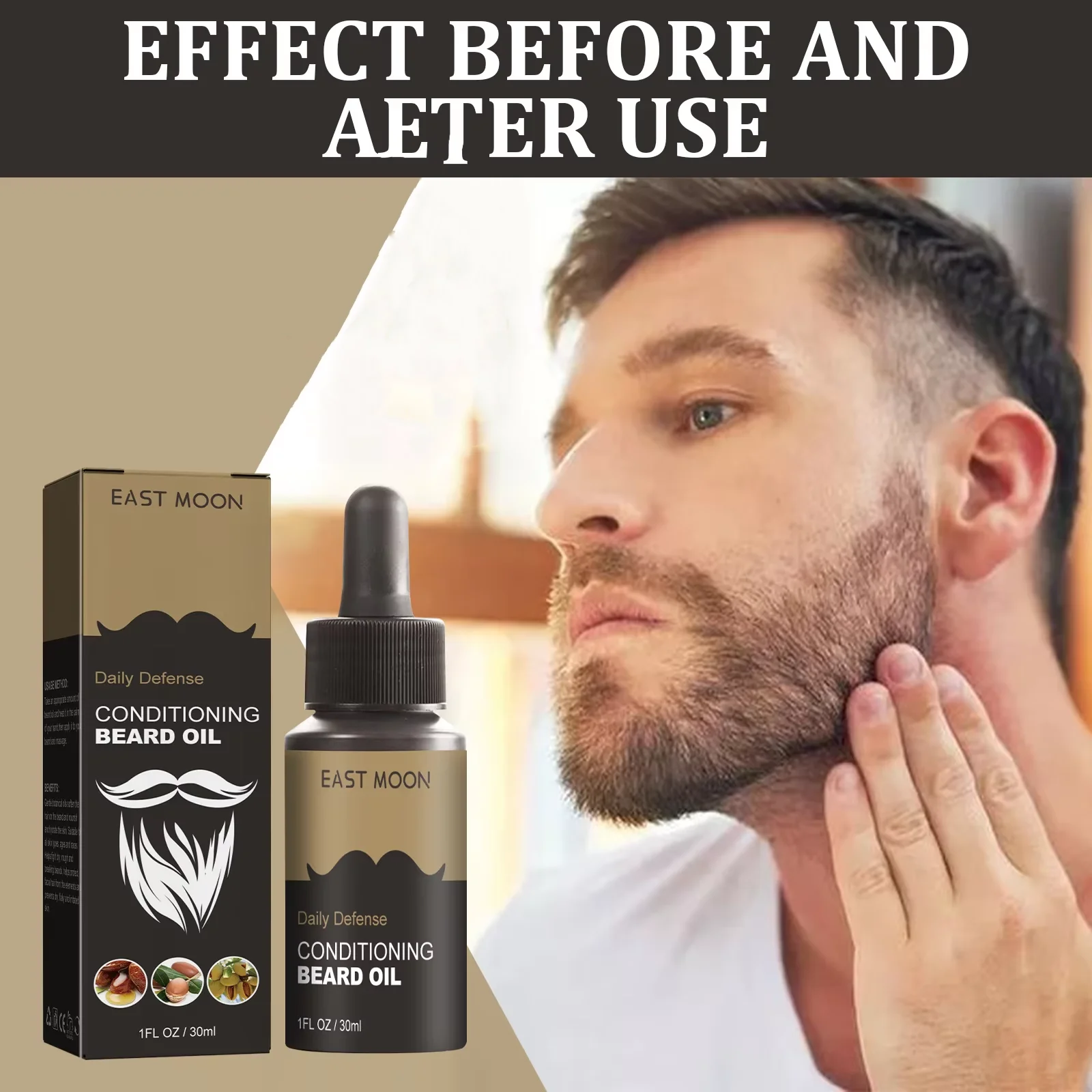 Beard Oil Moisturizing Mustaches Conditioner Oil Shine Soften Beards Strengthens Mustaches Smooth Nourishing Beard Essential Oil