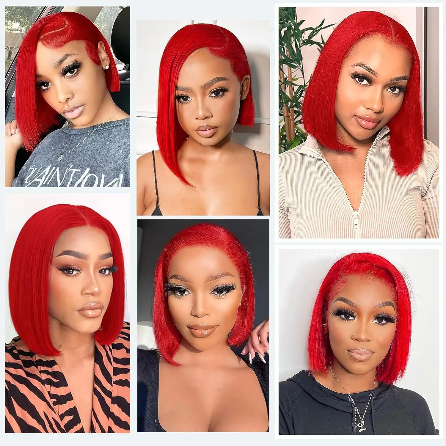 Pelucas delanteras de encaje Bob rojo 13x4, cabello humano liso de 180% de densidad, pelucas Bob con malla frontal transparente HD, peluca Bob de color de cabello humano