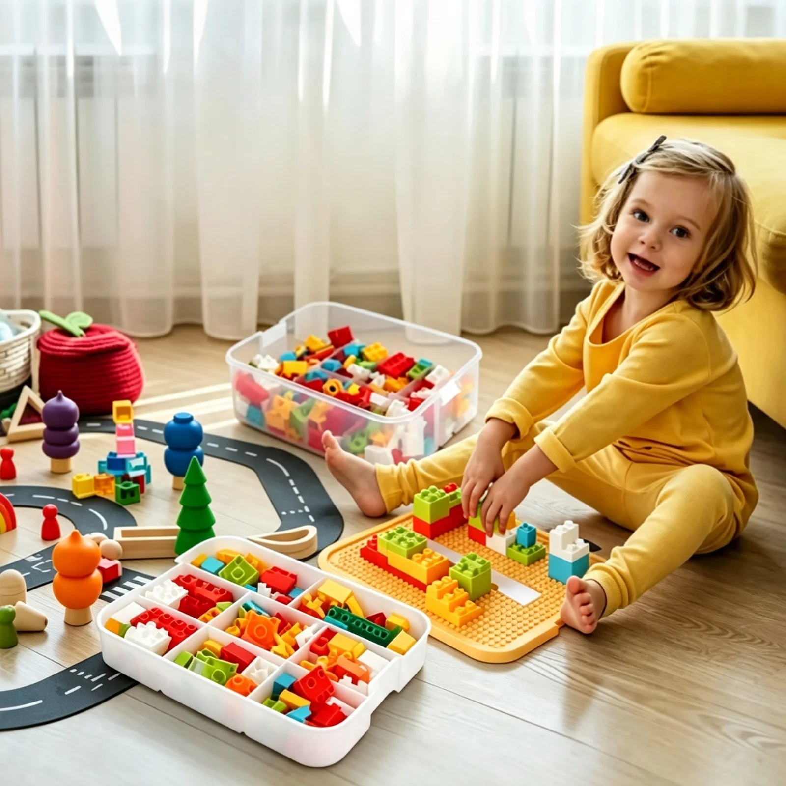 Scatola portaoggetti in plastica a 3 strati, ideale per Lego, puzzle, mattoncini da costruzione, contenitore per la classificazione e l'organizzazione di pezzi, scatola per giocattoli da camera dei