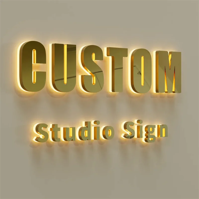 

custom backlit sign, business led sign, custom logo metal sign, wall logo signage, beauty salon sign 3d letter sign