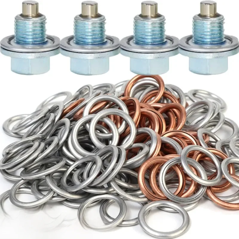 Uszczelka spustowa miski olejowej samochodu Podkładka śruby spustowej Aluminiowa/miedziana uszczelka korka spustowego oleju Wymienne akcesoria do Volkswagen Audi — zdjęcie 2