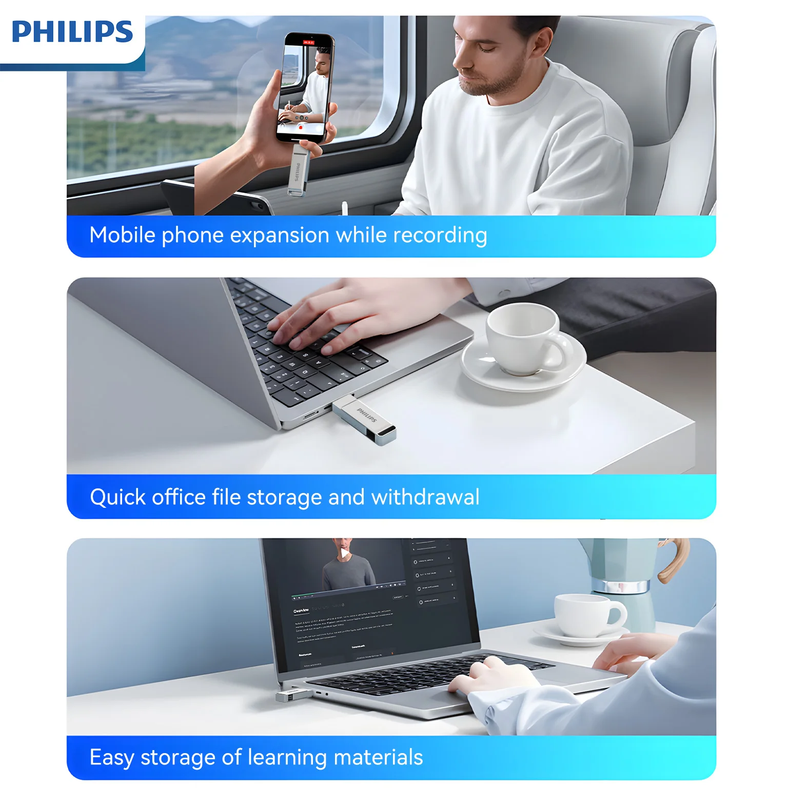 محرك أقراص فلاش PHILIPS USB 3.2 Type-C 2 في 1 - تصميم قابل للدوران، نقل بيانات عالي السرعة، سعة 32 جيجابايت - 512 جيجابايت #5