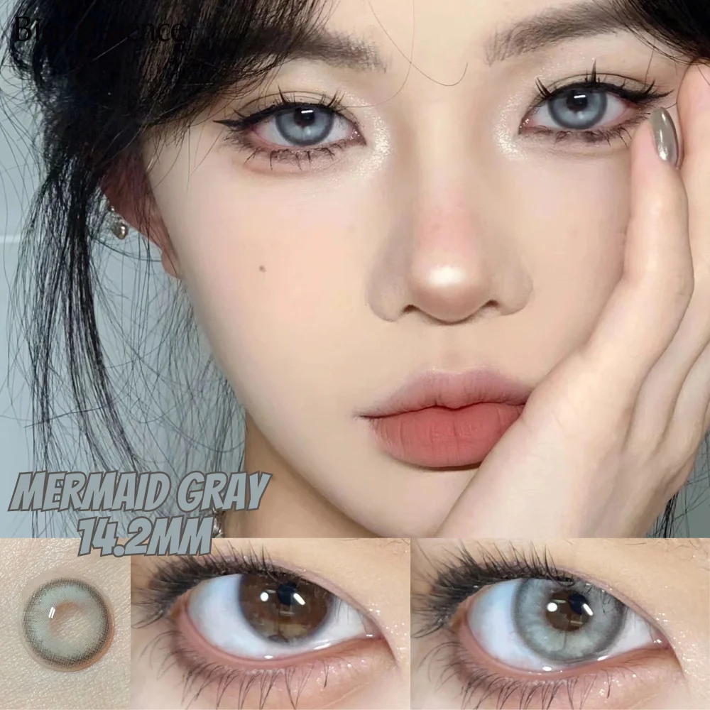 Bio-essence 1 Pair Big Eye Korean Lenses Colored Contact Lenses with Degree Myopia Lenses Green Lenses Black Lenses Prescription