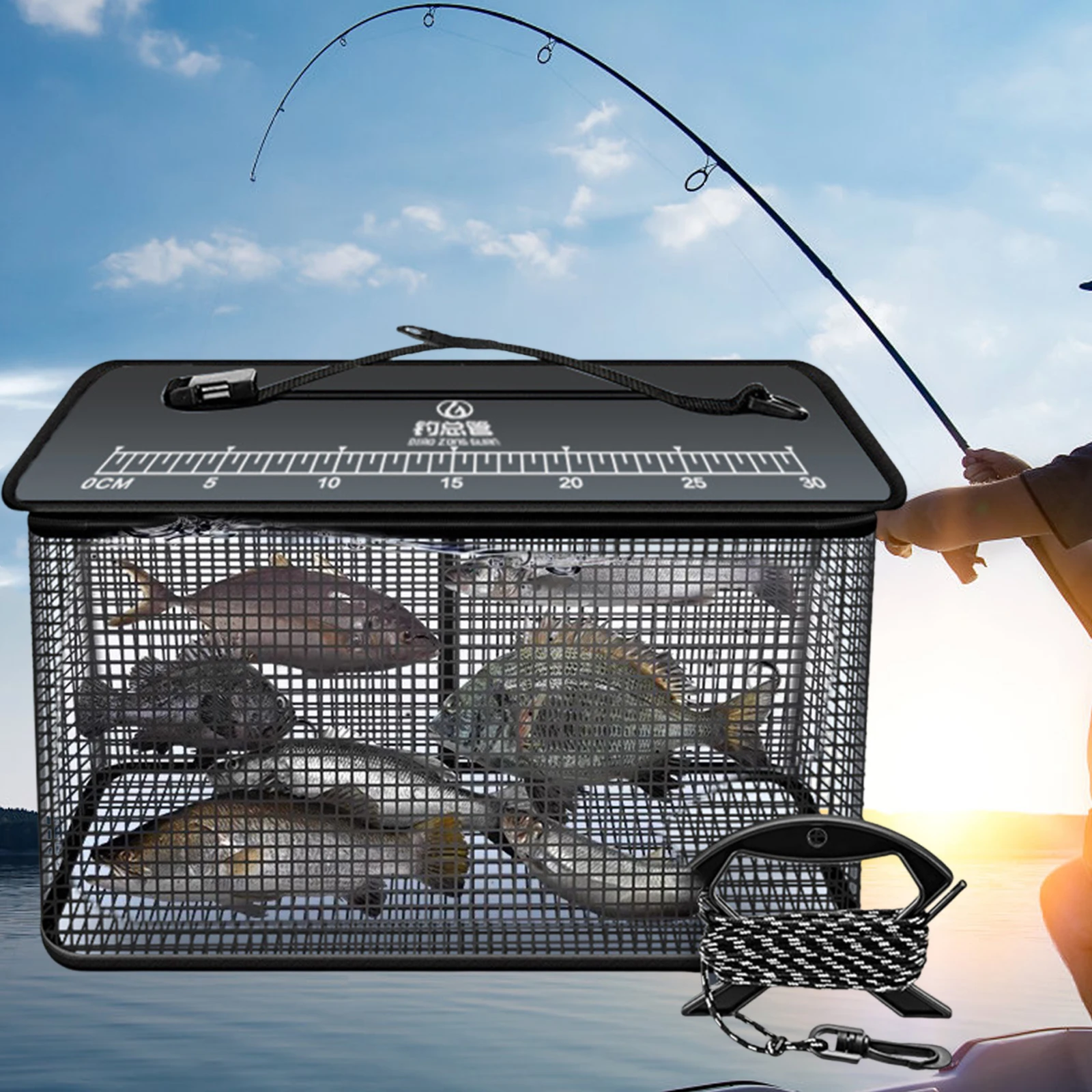 floating-fishing-basket-with-zipper-netting-foldable-multifunctional-catching-net-lightweight-fishing-cage-for-outdoor-fisherman