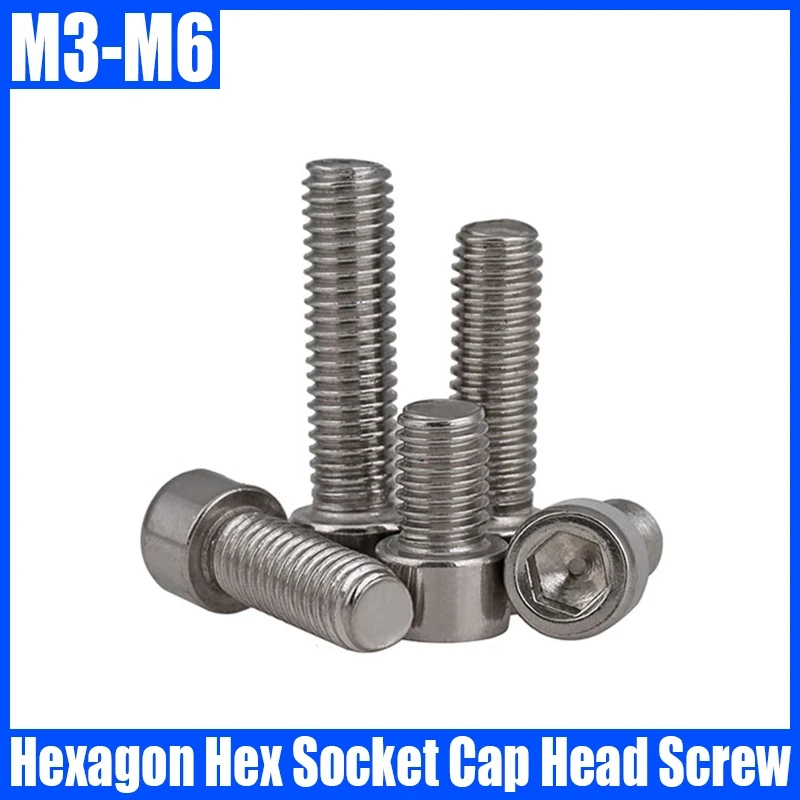 

10PCS M3 M4 M5 M6 6mm-45mm 201 Stainless Steel Hexagon Hex Socket Cap Head Screw Allen Bolt Screw Hardware Screw Fastener