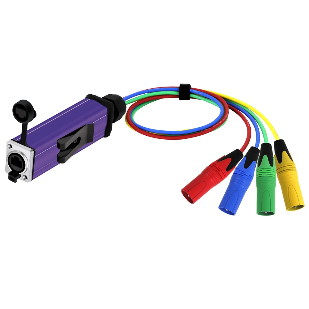 Receptor Multi Rede para Conversor RJ45 Cabo de Extensão de Áudio Adaptador para Estúdio de Palco e Gravação XLR, 4 Canais, 3Pin