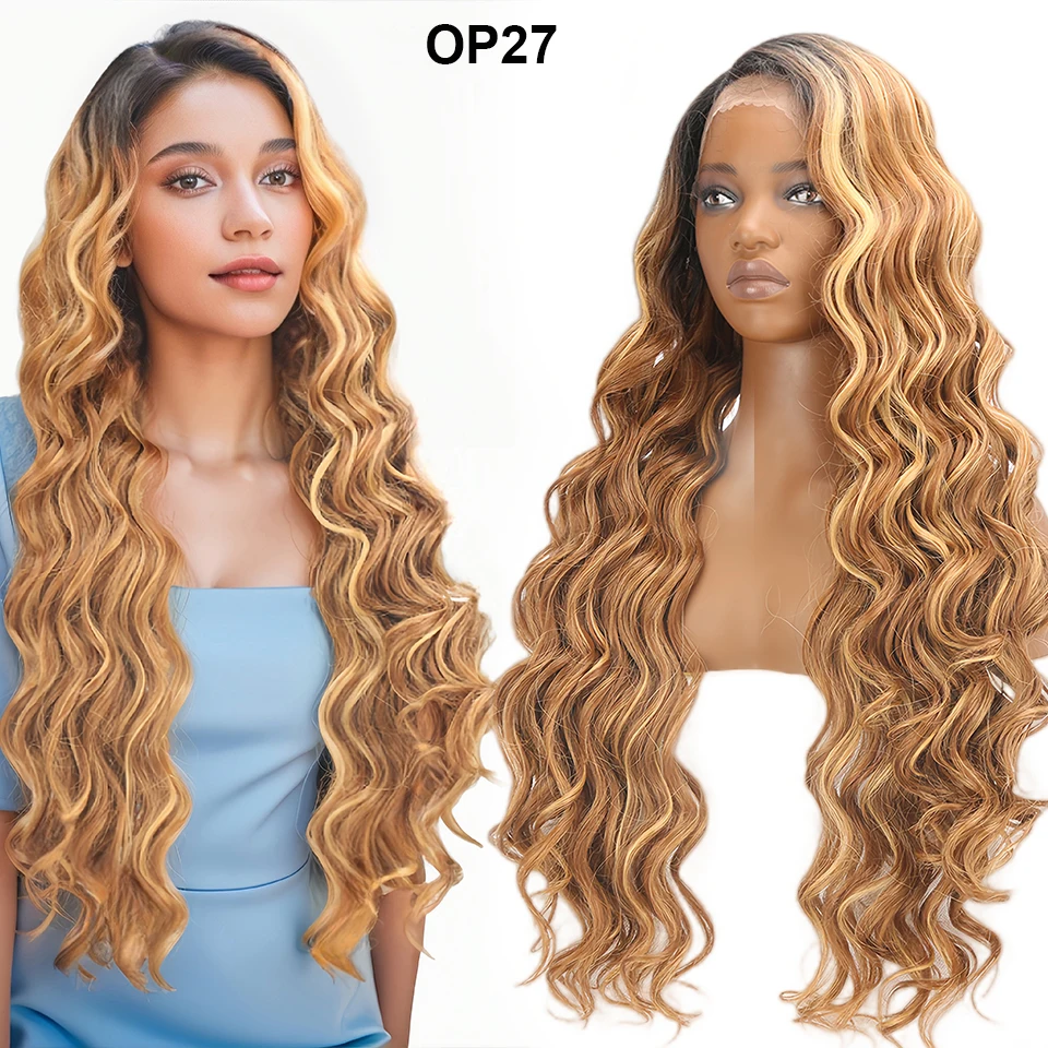 

Blonde Body Wave Lace Front Wig Syntheitc Body Wavy 13x5x1 Side Part Lace Wig For Women Highlight Lace Front Wig Cosplay Wig