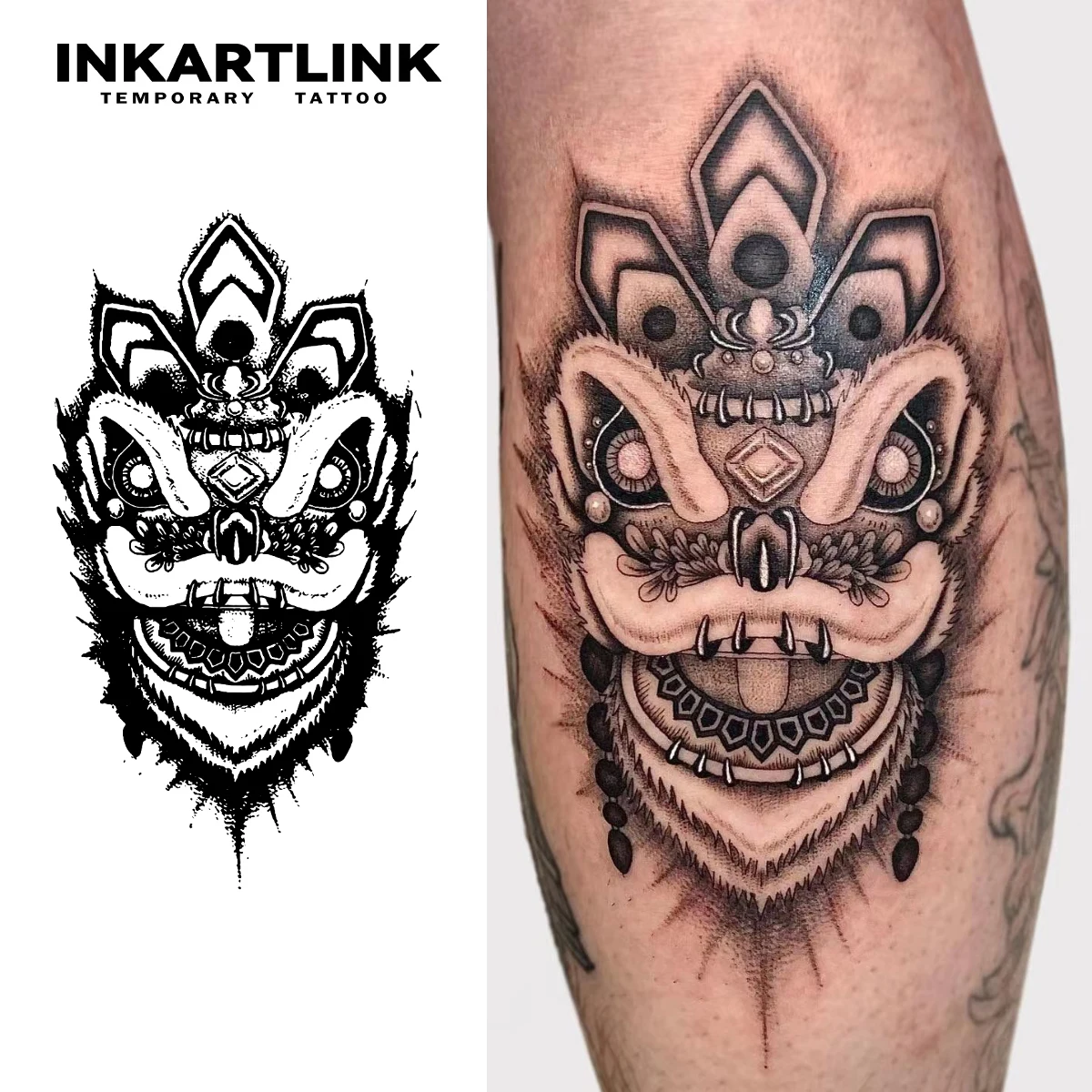 

Временная татуировка с головой льва, водонепроницаемая волшебная татуировка, поддельная татуировка длится до 15 дней, полуперманентная татуировка