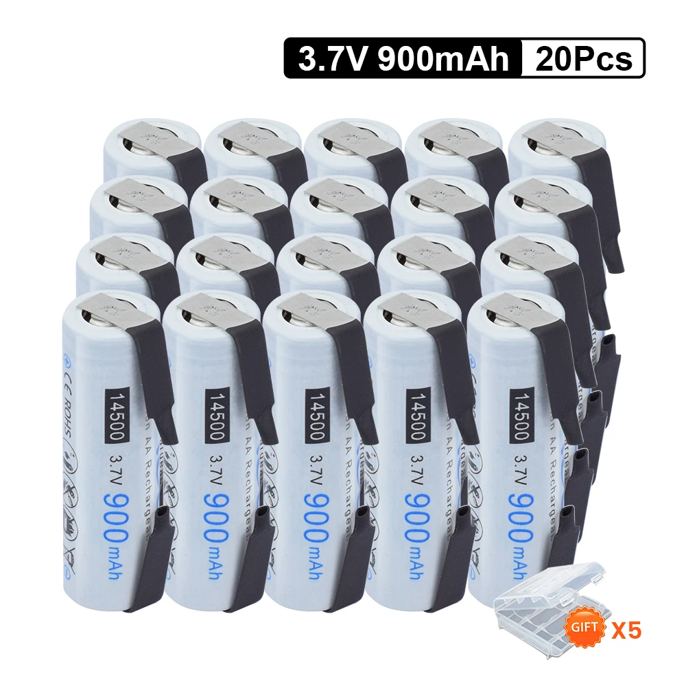 

PALO 20-40PCS 14500 900mAh 3.7V литий-ионный перезаряжаемый аккумулятор AA батарея 14500 со сварочными вкладками батарея для светодиодный фонарик фары факел бритва игрушки