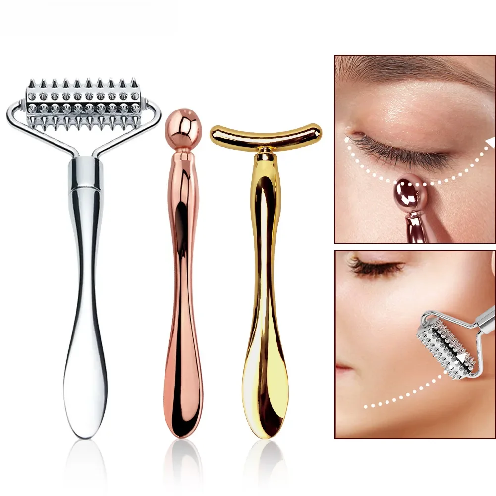 Mini anciers de massage pour les yeux, 2 en 1, lifting du visage, anti-crème, poudres pour les yeux, tige noire, applicateur de cuillère, outil de scoop facial Assad