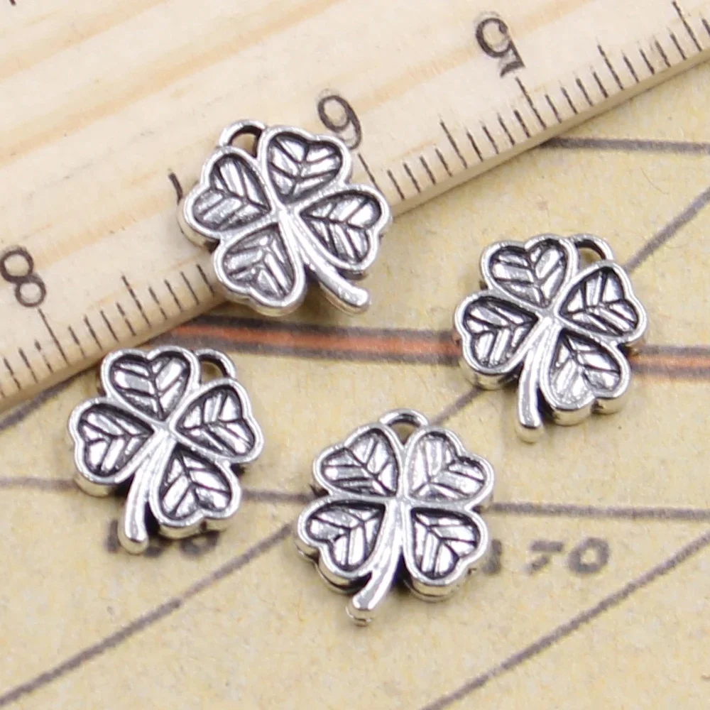 20 sztuk Charms szczęście irlandzki cztery liść koniczyny 13x11mm tybetański srebrny kolor zawieszki antyczne tworzenia biżuterii DIY Handmade Craft — zdjęcie 2