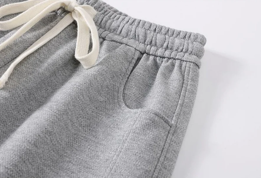 Damen High-Waist Loose Sweatpants mit Kordelzug, Harem-Stil, lässige gerade Hose, weite Baggy-Hose in Grau und Schwarz, Bodenlange Hose – Detail 14