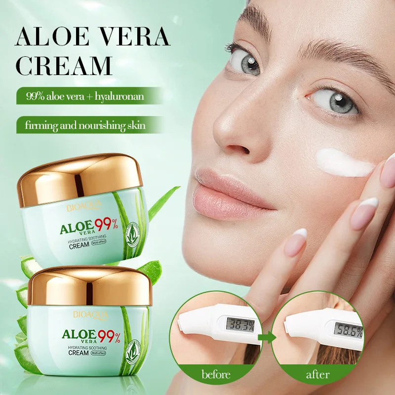 Natural Aloe Vera Face Cream With Organic Aloe Vera Gel Vitamin E Oil, Vitamin C Moisturizer for Women Dry Skin Care