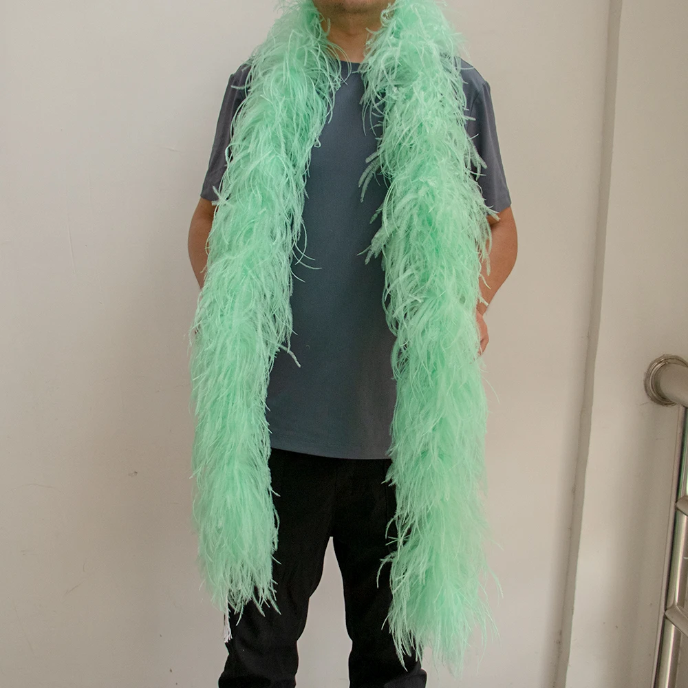 

1-10PLY Mint Green Ostrich Feathers Boa Shawl 2 Meters Fashion Decoration Plumes Scarf Wedding Dress Sewing Accessory Customized