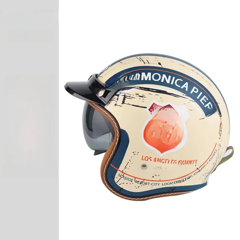 SOMAN Vintage Motorradhelm ECE DOT genehmigt Männer Frauen Sommer Jethelm Open Face Dirt Bike Helm elektrische Reiten Cascos