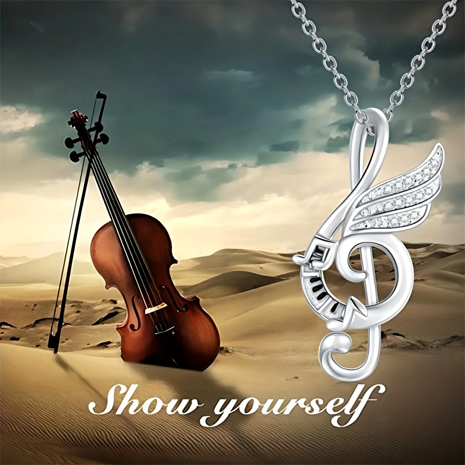 Music Note Pendant Necklace with Dream Wings Piano Treble Clef Necklace Musical Necklace for Women Girls Graduation Day Gifts