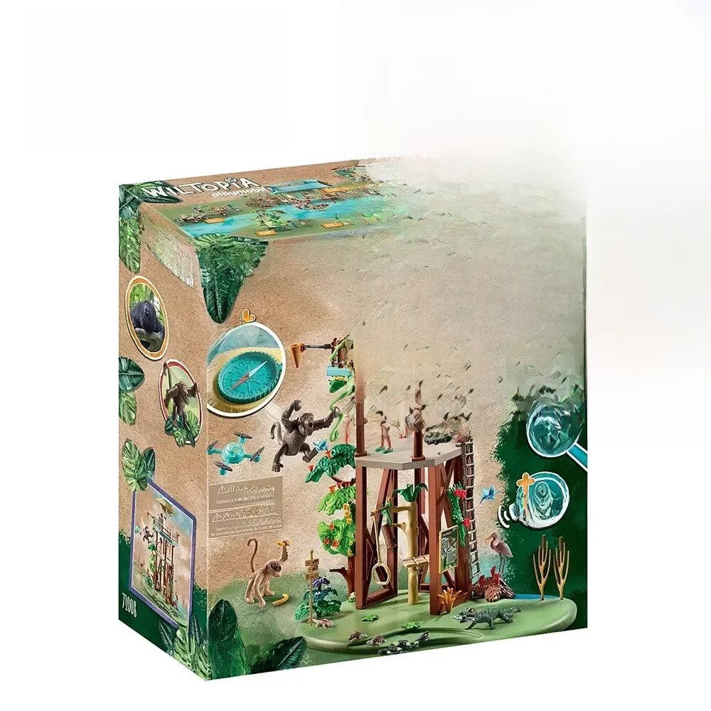Playmobil-Wiltopia Research Tower com bússola, brinquedos originais, presentes para meninos e