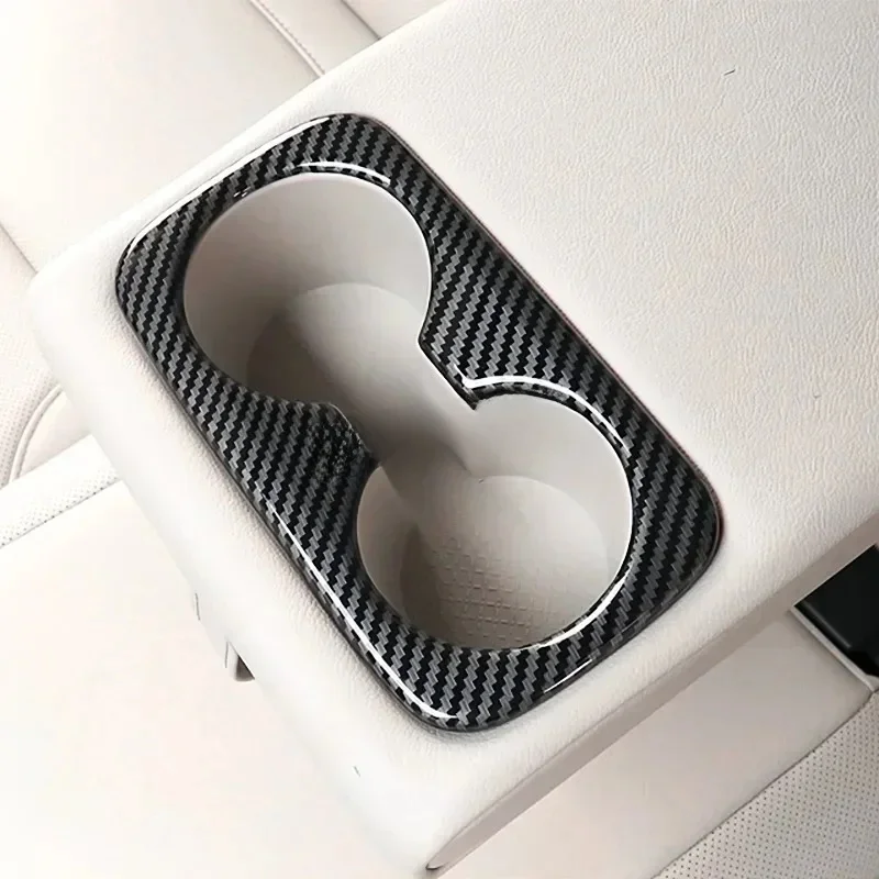 Carbon Fiber Car Interior Rear Seat Cup Holder Cover Accessories For Hyundai Tucson 2021 2022 2023 2024 2025