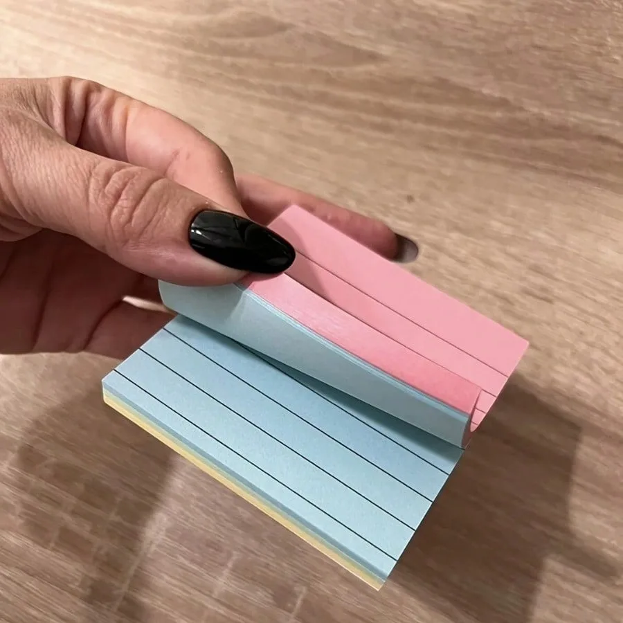600 Sheets of Mixed Color Horizontal Sticky Notes with Self-adhesive Design, Suitable for Office and School Reminders