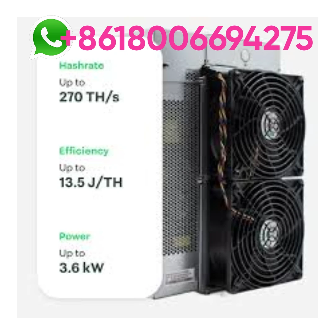 

B. Bitmain Antminer S21 XP 270 TH 3645 W Bitcoin Miner Crypto Mining Machine Includes Power Supply PSU and Cord.