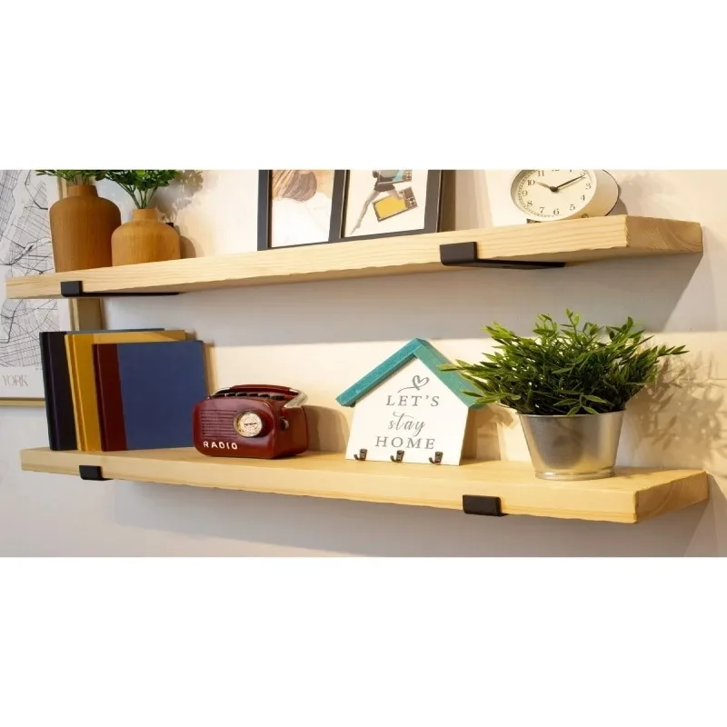 Natural Wood Binary Solid Wall Shelf Krradenir Design 19x200 Cm Thickness 4-4.5 cm Puedes Solicitar Color Especial