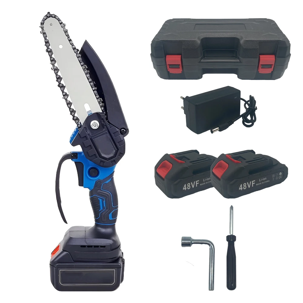 Kettingzaagstang 6 inch dubbele 48V batterij oplaadbaar met olietank en snoeislip voor elektrisch gereedschap