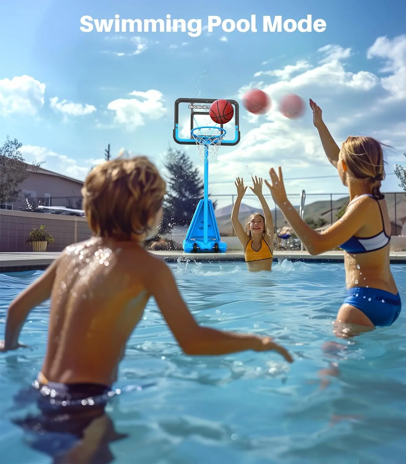 調節可能な屋外バスケットボールフープ、裏庭用ポータブルバックボード、私道、プール、屋内、30インチ、飛散防止、4.8-7.2フィート