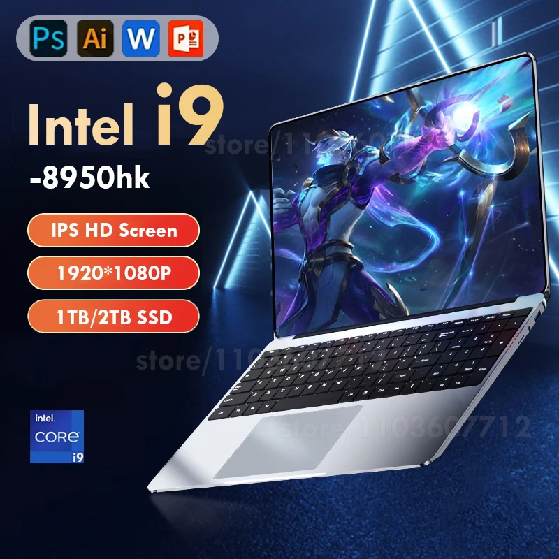 14.1'' Laptop Computer Windows 11 Intel Core i9 8950HK 16GB DDR4 1TB 2TB SSD Laptops Office Study Gaming Notebook PC Computer