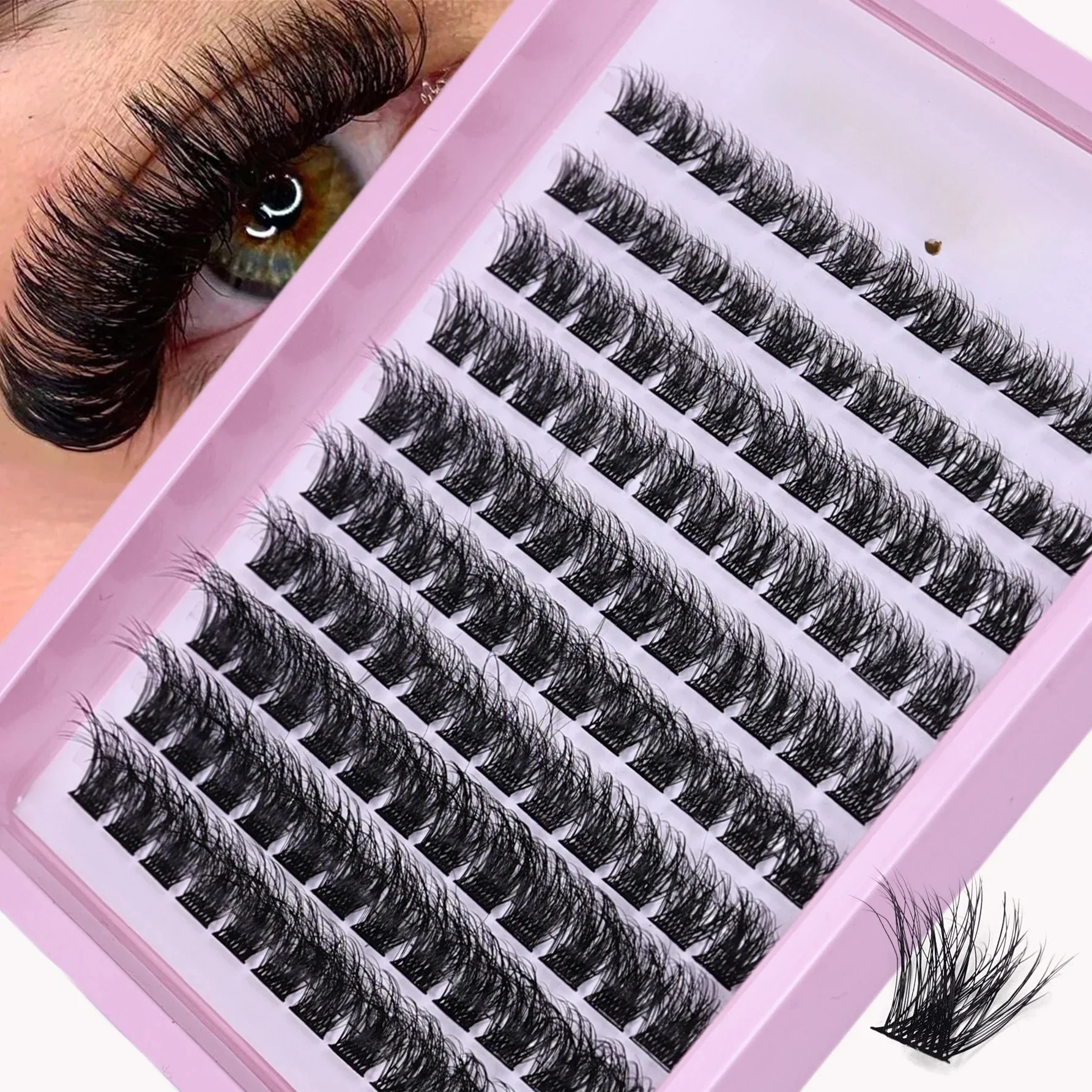 120 szt. Cluster Lashes10-16mm delikatne indywidualne przedłużanie rzęs naturalny wygląd rzęsy D Curl puszyste rzęsy Cluster Lash — zdjęcie 2