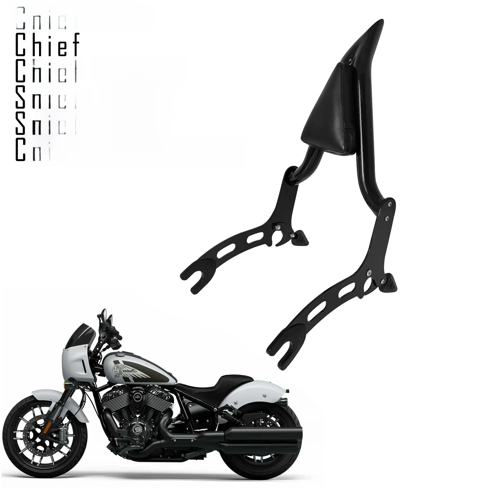 Oparcie Sissy Bar z szpulami pasujące do Indian Chief Bobber Dark Horse Super Chief Limited Sport Chief — zdjęcie 2