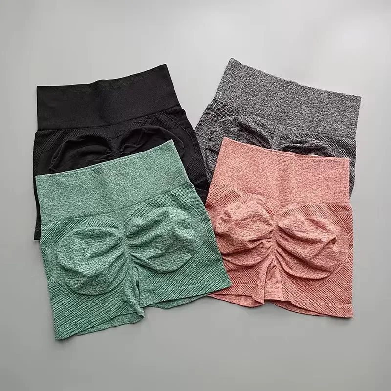 

Бесшовные эластичные спортивные шорты с высокой талией, 4 шт., женские шорты для йоги в рубчик для фитнеса, удобные эластичные леггинсы