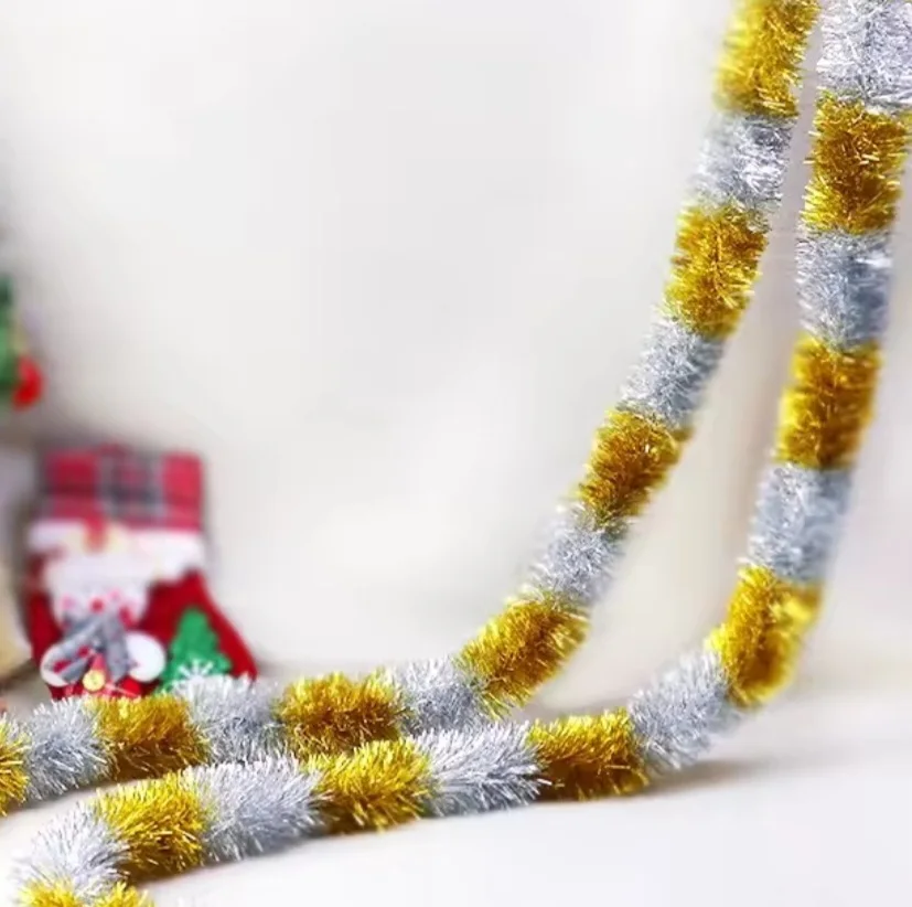 2.3M Christmas Party Decor Color Bar Glitter Tinsel Christmas Tree Hanging Garland For Wedding New Year Xmas Home Bar Ornaments photo review
