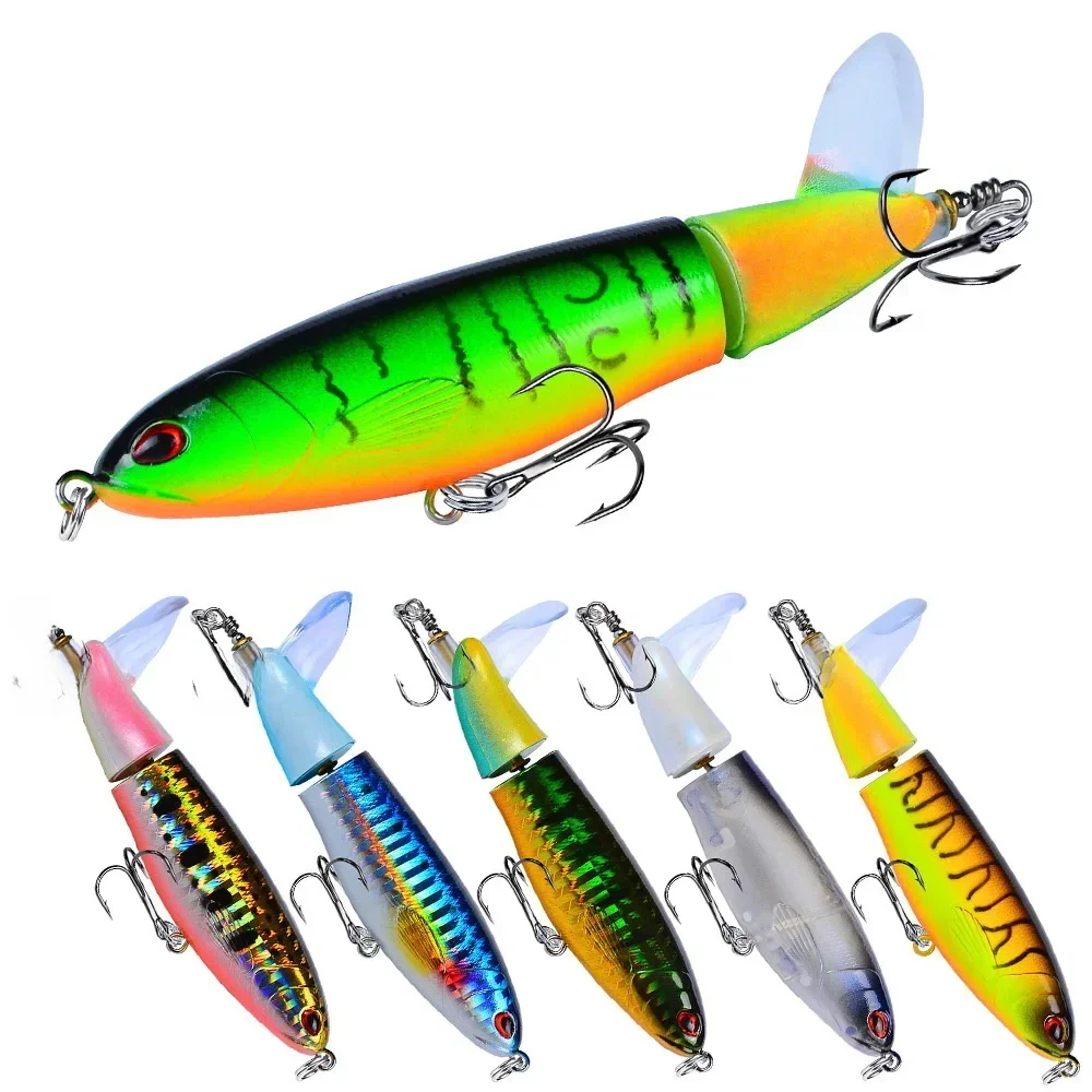 1 sztuk 10cm 14cm Topwater Spinner Fishing Lure Popper sztuczny ołówek twarda przynęta śmigło obrotowy ogon sprzęt wędkarski Swimbait — 2