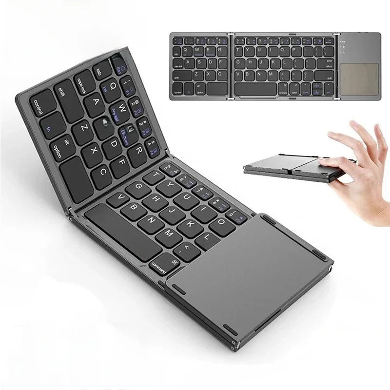 Składana klawiatura Bluetooth z panelem dotykowym Mini bezprzewodowa klawiatura Klawiatura z możliwością ładowania do tabletu IOS Android Windows Notebook — 2