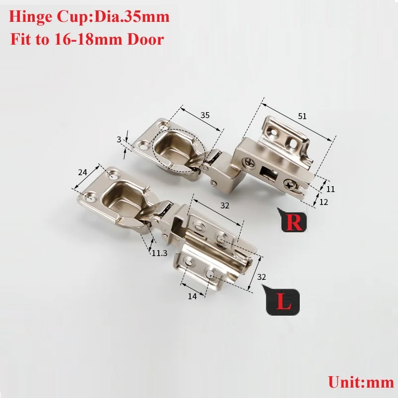1Pair Side Mounted Flip Cabinet Hinge