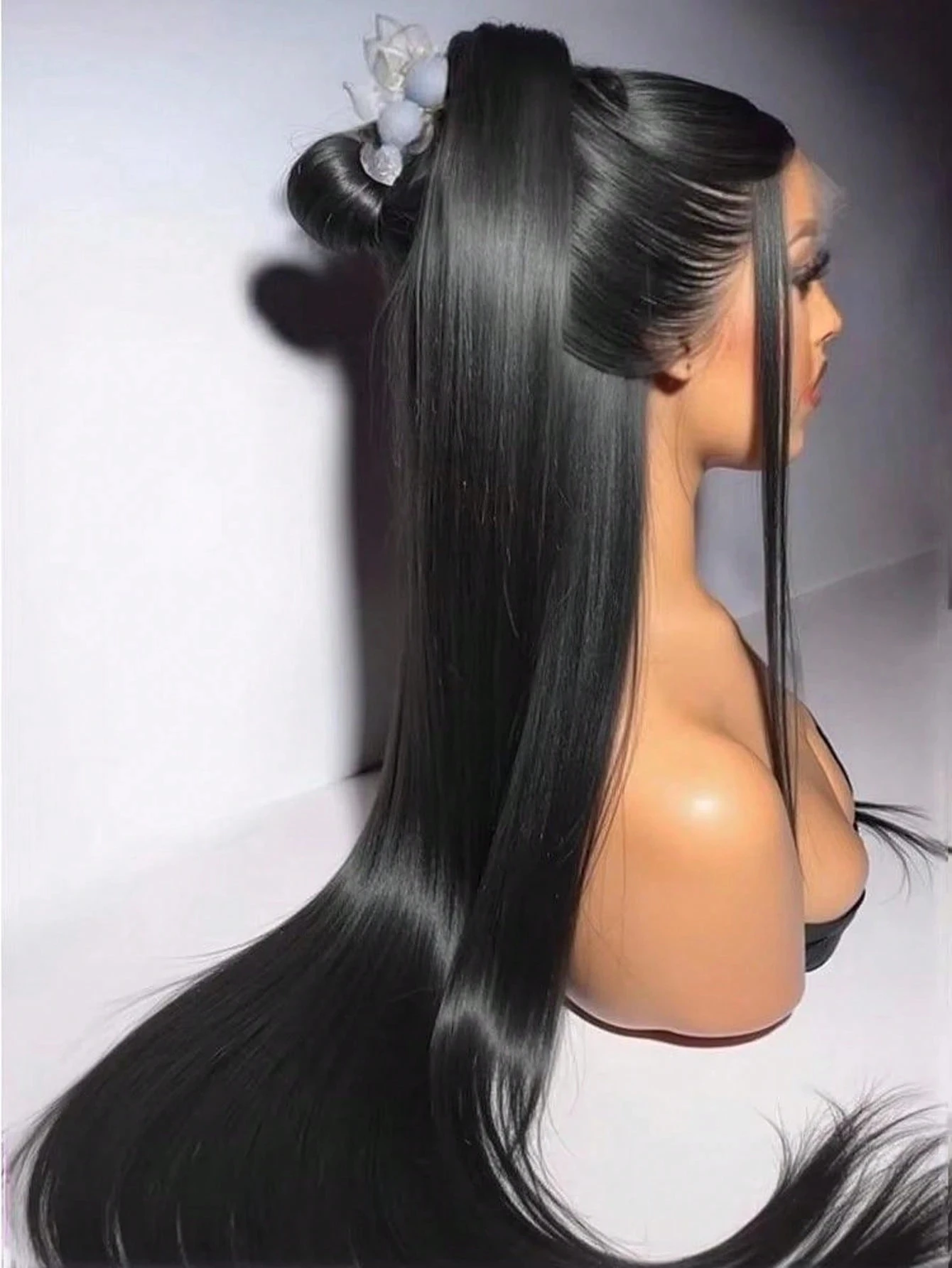 

40-дюймовый прямой черный парик из натуральных волос 360 Полные парики шнурка Человеческие волосы 13x6 HD Парик фронтальной части шнурка Remy Предварительно выщипанная застежка для женщин