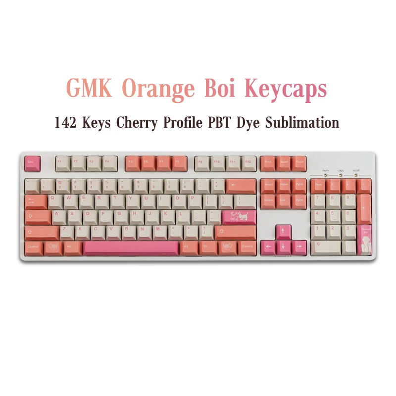

142 Keys GMK Orange Boi Keycaps Cherry Profile PBT Dye Sublimation Mechanical Keyboard For MX Switch With 1.75U 2U Shift