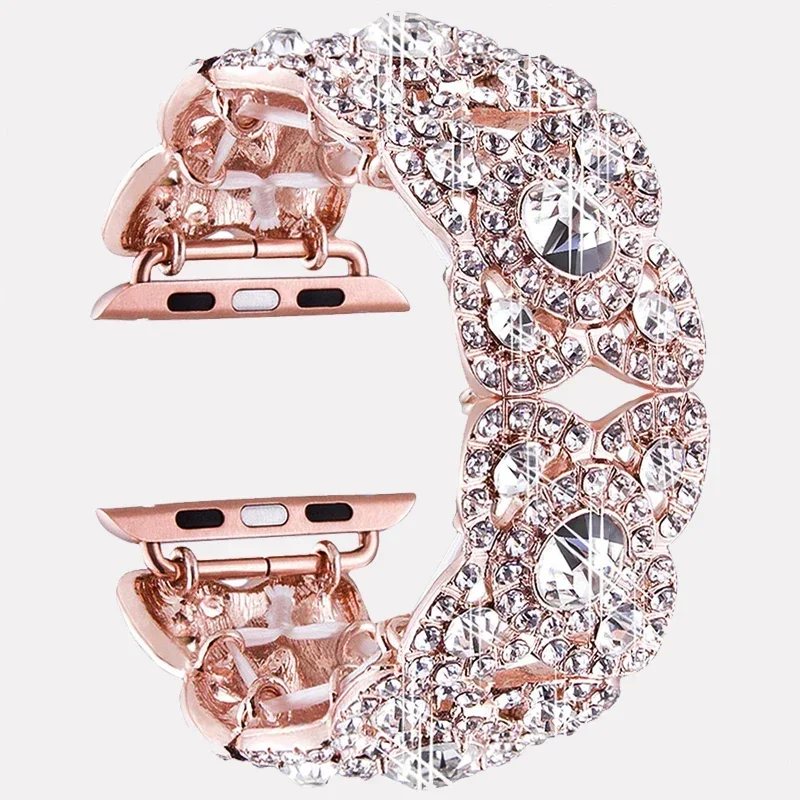 Pasek Bling do Apple Watch Ultra 38 mm 40 mm 42 mm 44 mm 41 mm 45 mm 49 mm Diamentowy metalowy pasek na rękę Iwatch Series 8 7 6 SE 5 4 3 — zdjęcie 2