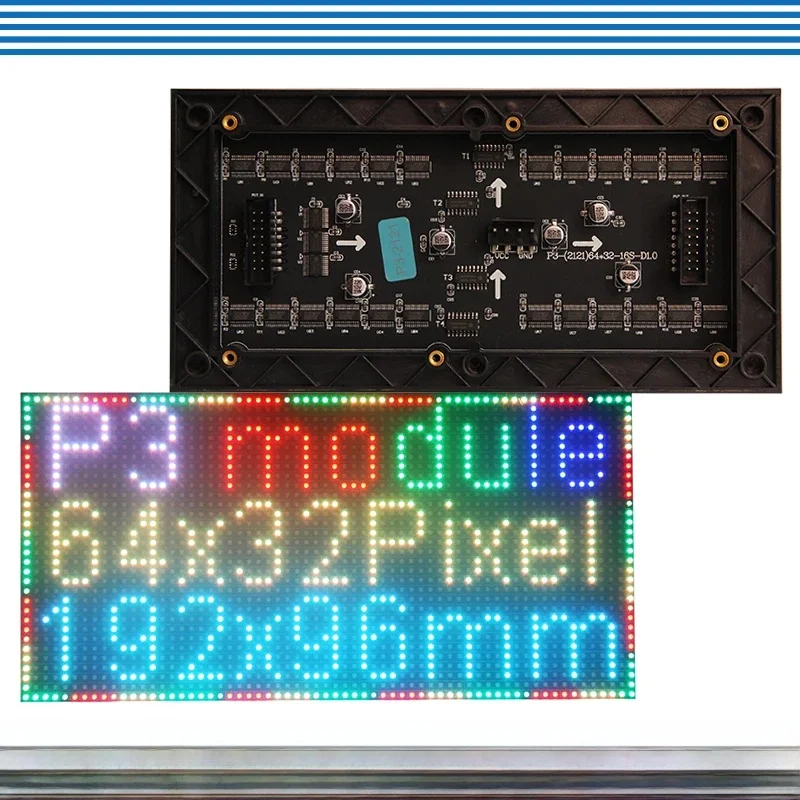 Moduł panelu ekranu LED P3 do użytku wewnętrznego, skanowanie 1/16, 192*96mm, 64*32 piksele, pełnokolorowy moduł panelu wyświetlacza LED P3 — zdjęcie produktu 7